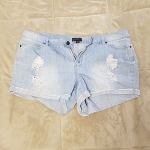 Forever 21 Distressed Light Wash Jean Shorts